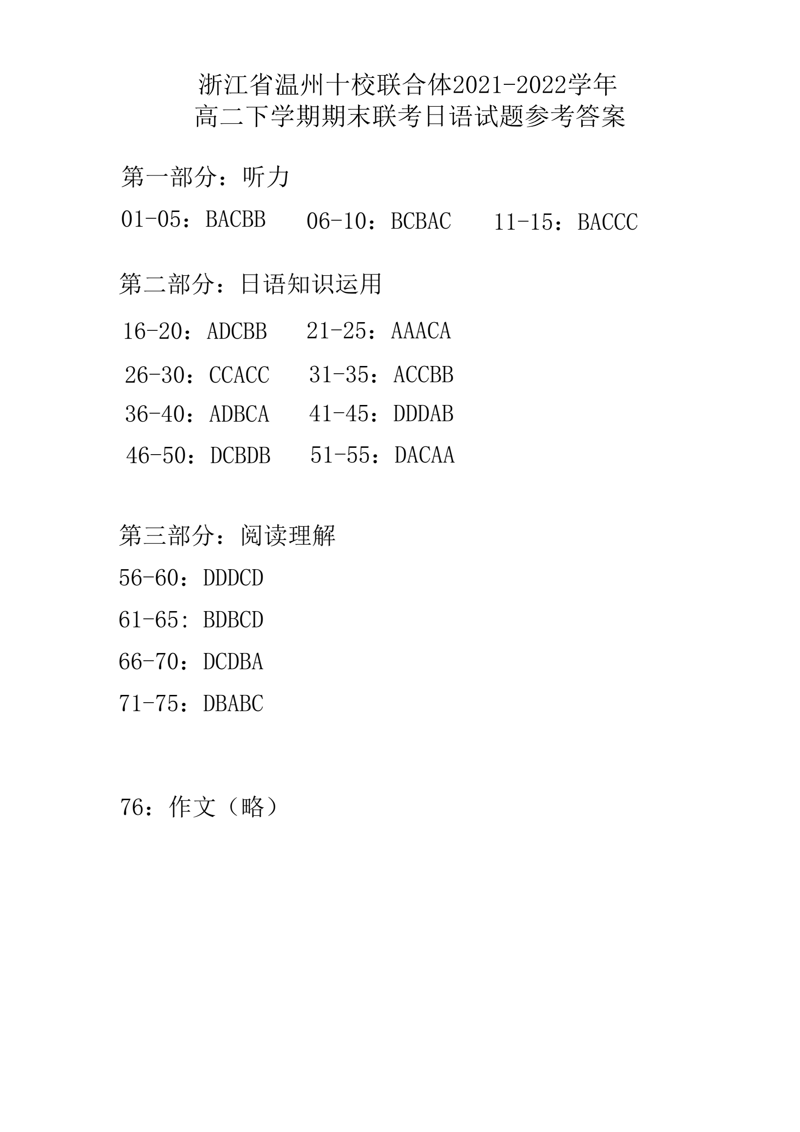 高考日语答案