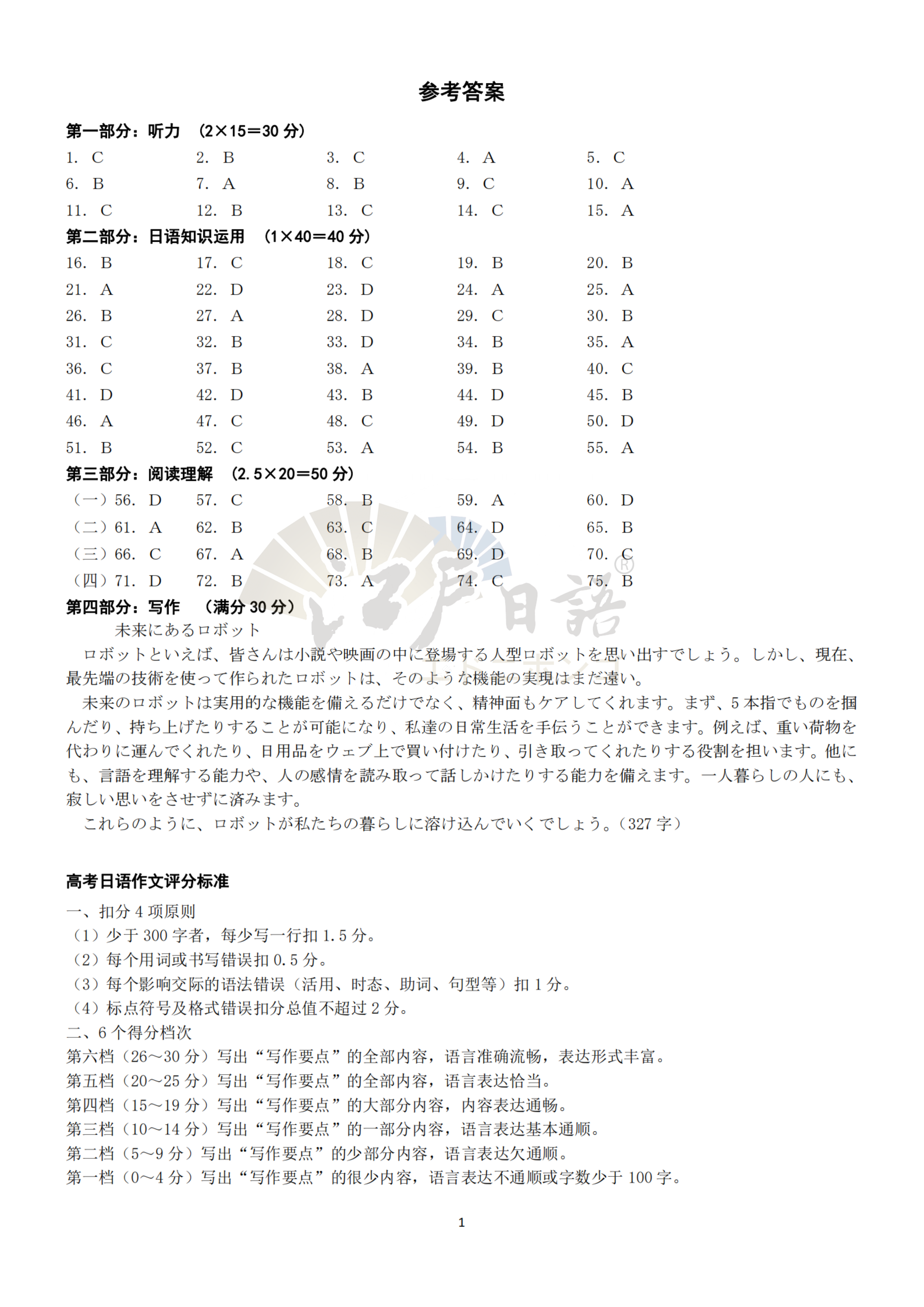 高考日语答案