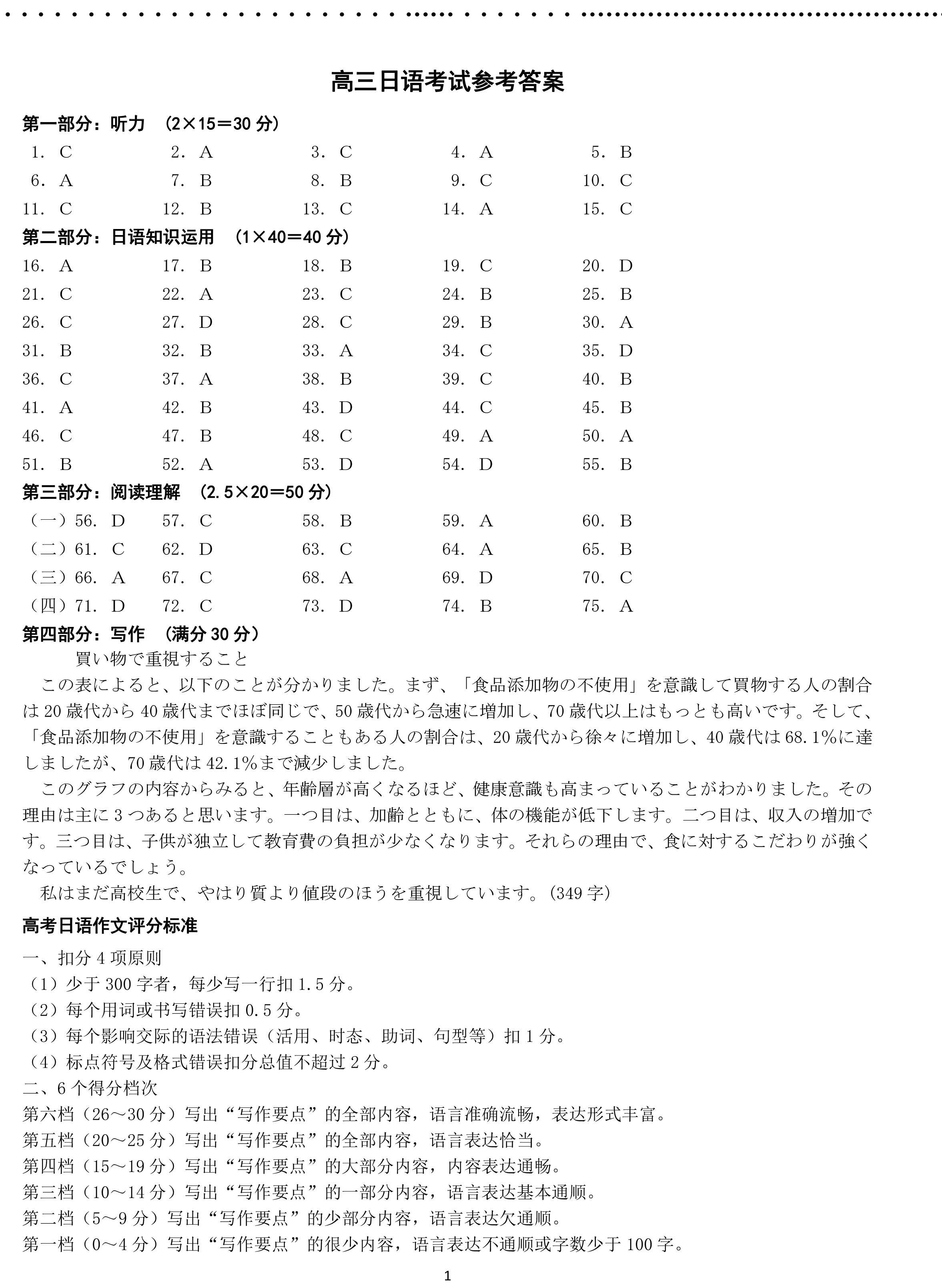 高考日语答案