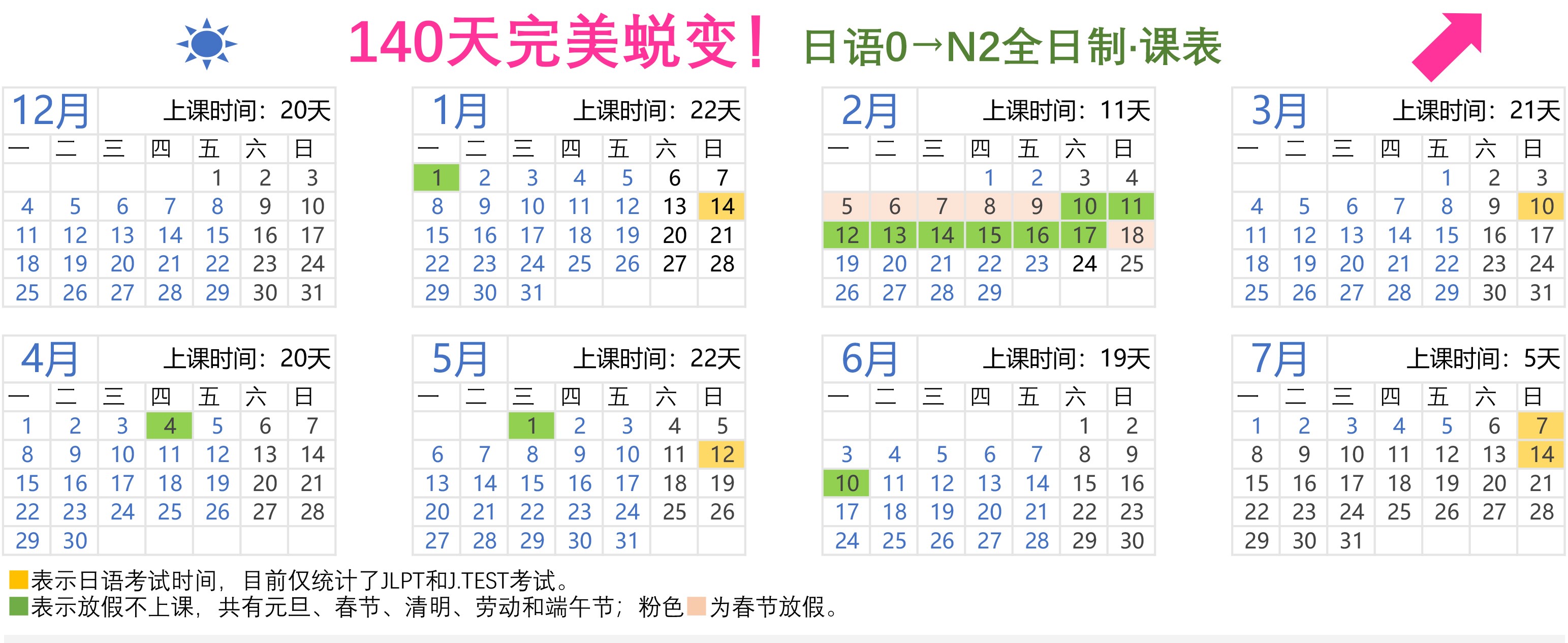重庆全日语日语课程课表